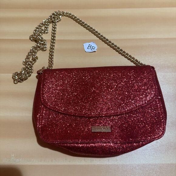 Jimmy Choo Parfums Red Glitter Gold Chain Womens Shoulder Bag Purse Sparkly - Picture 1 of 6
